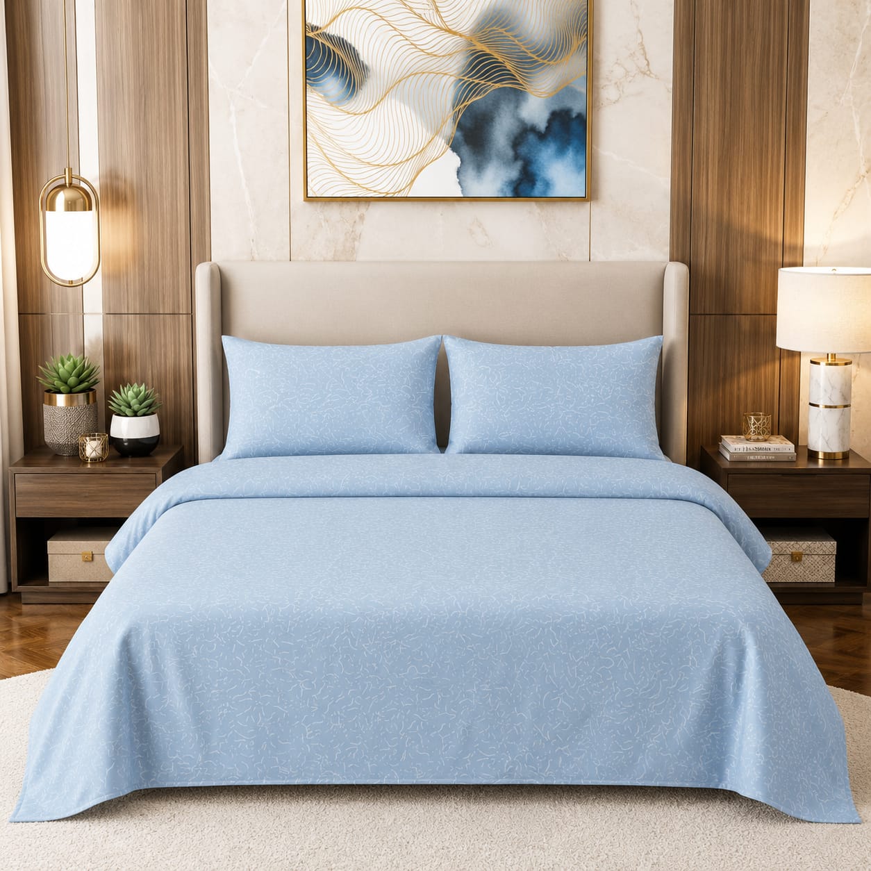 Sky Blue Minimalist Bedsheet